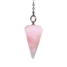 Crystal Pendulum Made of Natural Rose Quartz Gemstone for Dowsing Divination ...