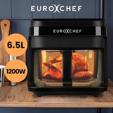 EUROCHEF 6.5L Air Fryer Electric Digital Airfryer 360 Glass Bowl Cooker Black product image