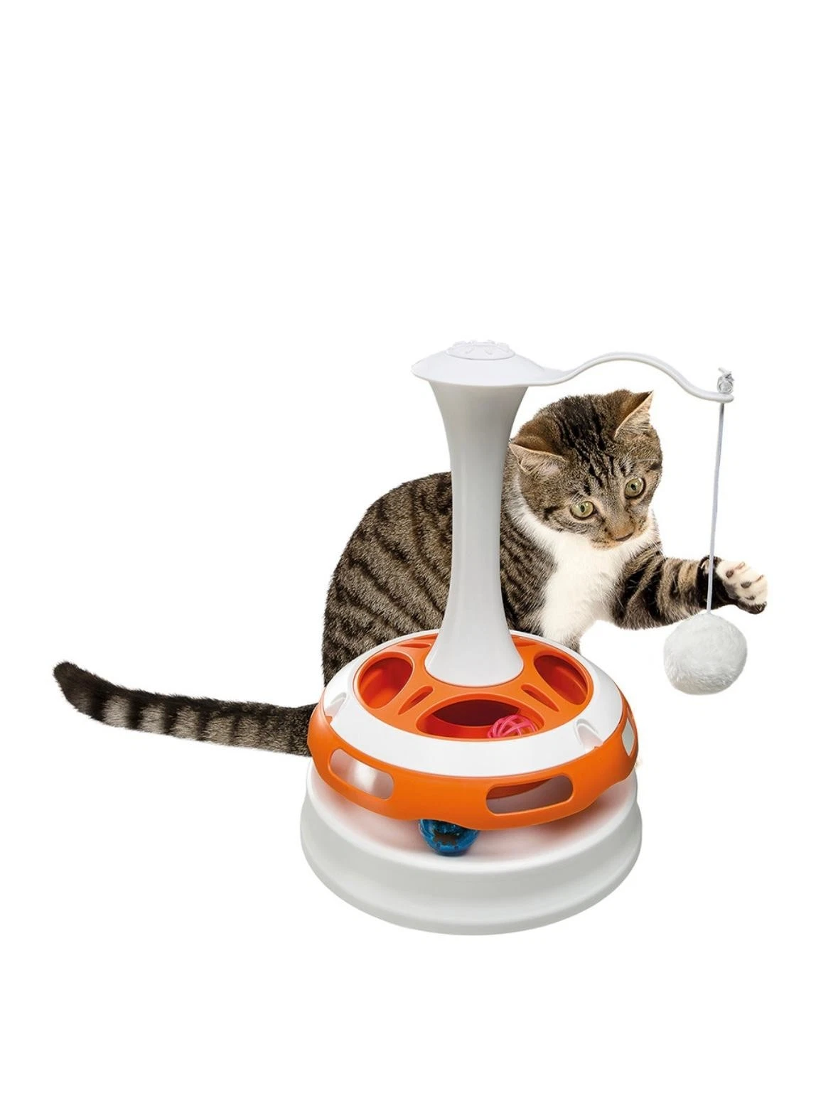 Ferplast Interactive Cat Toy TORNADO, Teaser Pet Toy with Soft Toy and 2 Balls