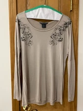 Thomas Wylde Skull Print Beige Tunic Top Sz M