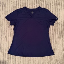 Med Couture Touch Navy Blue V-Neck Scrub Top Large Medical Nursing Uniform 7459