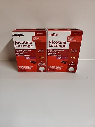 Meijer Brand 2mg Cherry Flavor Nicotine Lozenge Box Of 72ct. (Lot Of 2 Boxes)