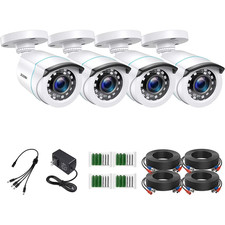 ZOSI 4 Pack 1080p Security Analog Wired Camera IP66 CCTV 80ft Night Vision - NEW
