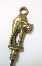 Antique Brass Button Hook Cat Arched Back