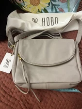 HOBO ~ FERN Leather Messenger Crossbody Bag ~ Taupe - NWT & Storage Bag