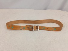 Vintage Tooled Leather Belt Hand Painted Floral Boho Cottagecore 70s Y2K