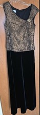 Women's Patra Long Dress Lined Black Velvet & Gold Glittery top half Size 8