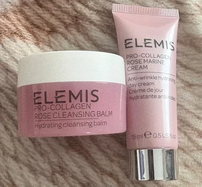 Elemis Pro-Collagen Rose Marine Cream 15ml & Rose Cleansing Balm 20g Brand New - Image 1 of 2