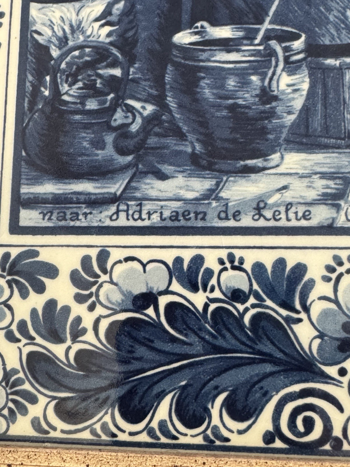 Rare Delft Blauw “Women Making Pancakes“ naar Adriaen De Lelie “De Keuken” READ