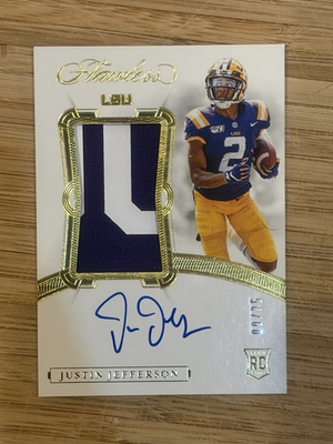 #ad 2020 Panini Flawless Collegiate RPA Justin Jefferson Rookie 25 Patch Auto LSU $400.00