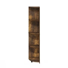 Tall Tier 4 Shelf Bookcase Thin Bookshelf Vertical For Wall Book Small Narrow