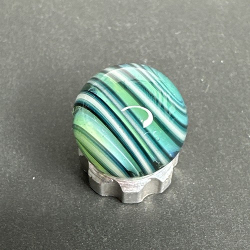 Contemporary Handmade Art Glass Marble .66" UV Reactive Swirl MIB Blue Green Hue - Picture 4 of 6