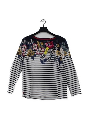 Joules Women's T-Shirt L Multi Floral 100% Cotton Short Sleeve Round Neck Basic