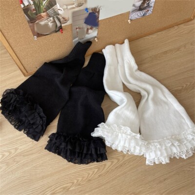 Cute Leg Warmers Y2K Knit Flared Leg Sleeves Goth Baggy Cuff