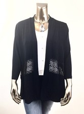 CHICO'S 126 NWT BLACK LACE DETAIL JACKET SIZE 1  M 
