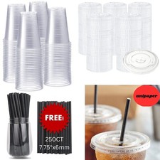 100sets  16oz  Clear Plastic Cups with lids