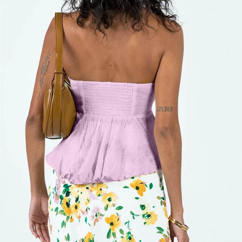 Top de tubo para mujer de verano sin hombros sin tirantes elegante bandeau Top Off - Imagen 23 de 42