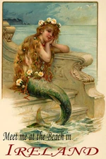 Little Mermaid Meet Me At The Beach In Ireland Vintage Poster Repro FREE S/H