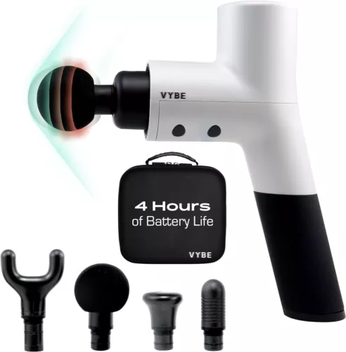 Vybe Premium Deep Tissue Muscle Massage Gun with 5 Speeds and 4 Attachments