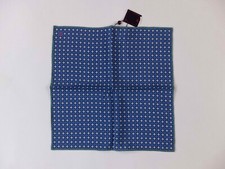  NO CUSTOMS TAX ISAIA Napoli blue floral print silk pocket square authentic NWT