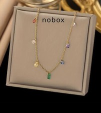 Ladies Gold Multi Coloured Drop Chain Choker