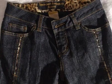 BOOM BOOM JRS LOW RISE-STRETCH-LEOPARD PRINT ACCENT NWOT