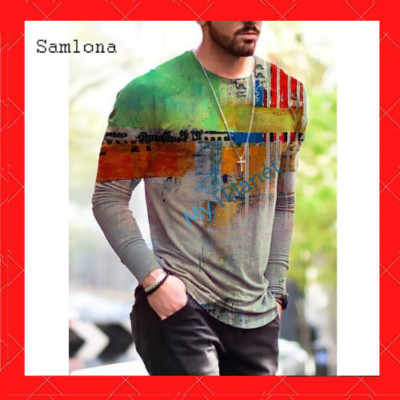 Camisetas Coloridas Casual De Hombre Camisa Manga Larga Corta Moda 3d Impresión