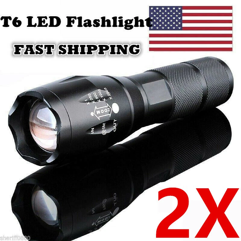 Bright Tactical Flashlight LED 5 Modes Zoomable Searchlight Handheld Torch - Image 4 of 4