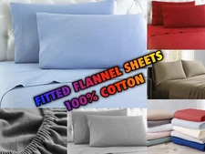 Flannel FITTED Sheet 100% Cotton - Deep Pocket - Twin, Full, Queen, King! 