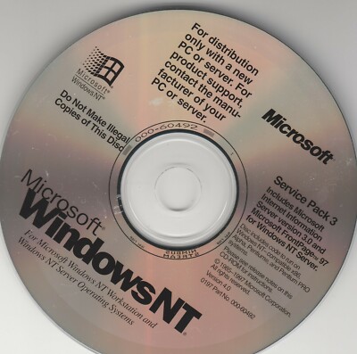 Microsoft WindowsNT Workstation & Server Operating System ~ Service Pack 3 ~ CD-