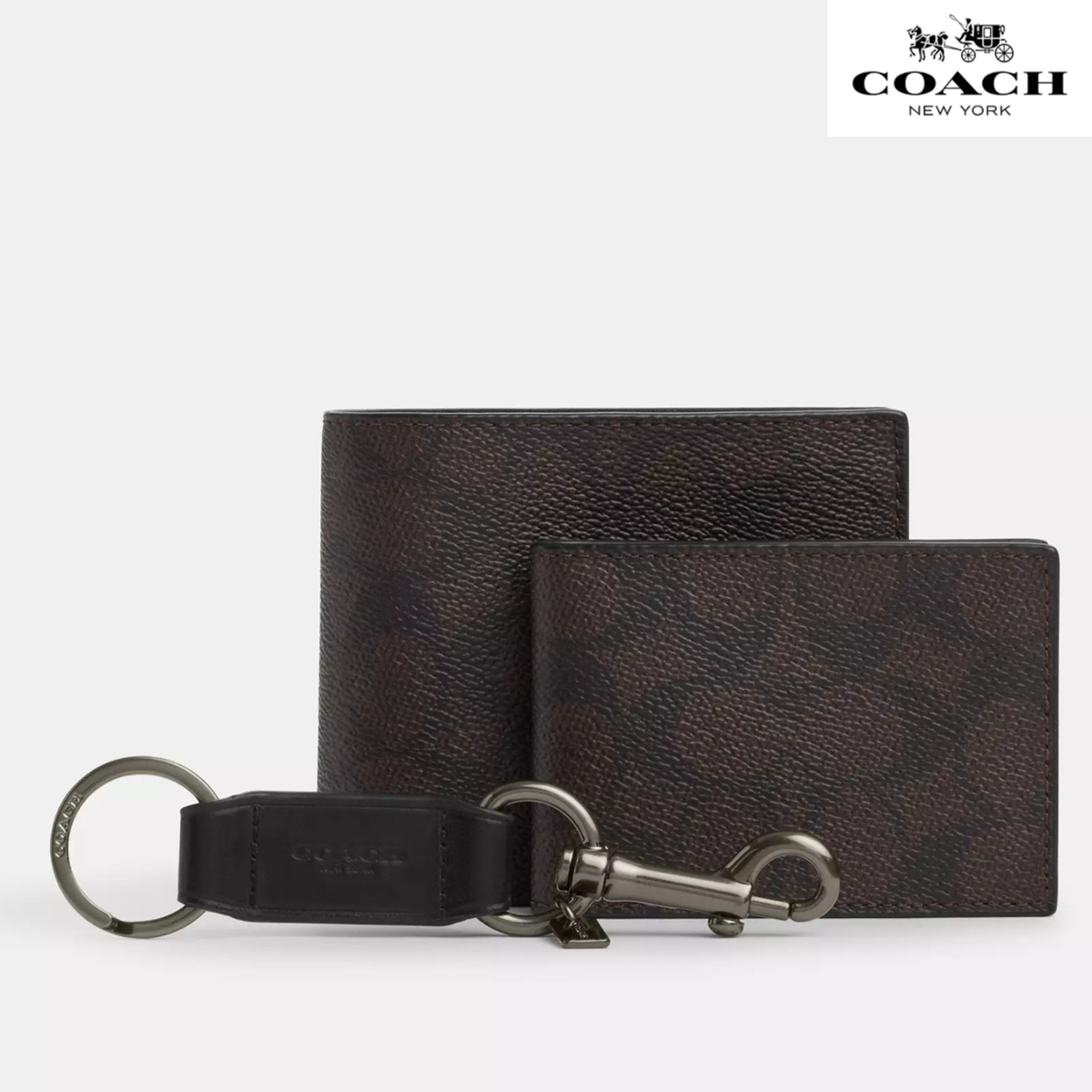 Coach Boxed 3 In 1 Men's Wallet Gift Set In Signature Canvas Qb