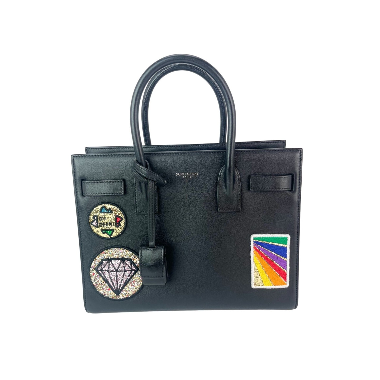 Borsa a tracolla Saint Laurent Sac De Jour con toppe impreziosite in pelle nera Ebay L