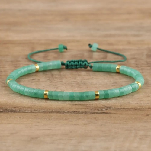 Natural Real Aventurine Small Gemstone Beads Healing Calming Women Men Bracelet - Picture 1 of 3