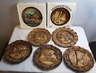 Vintage Souvenir Wood Look Collectible Plates, Lot of 7
