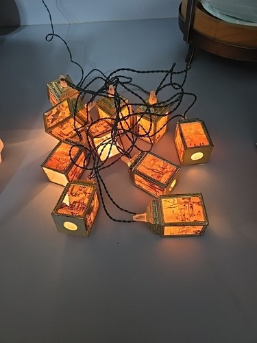10 MCM String Lights Old World Pictures On 4 Sides RARE DaVinci Targetti Sankey
