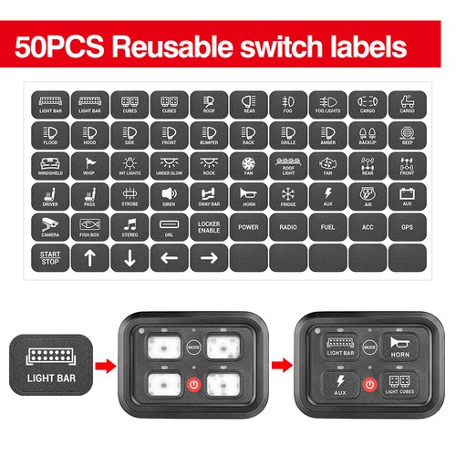 6/8 Gang ON-OFF Switch Panel LED Light Bar Circuit Control Box Boat Marine Truck - Picture 83 of 88