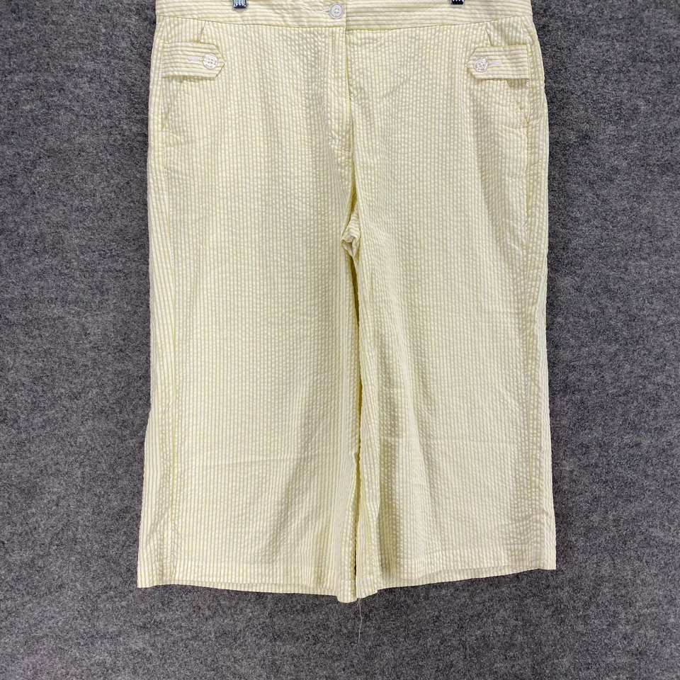 Pantalones cortos Isaac Mizrahi para mujer 14 amarillos a rayas tiro alto frente plano algodón Foto 4 de 4