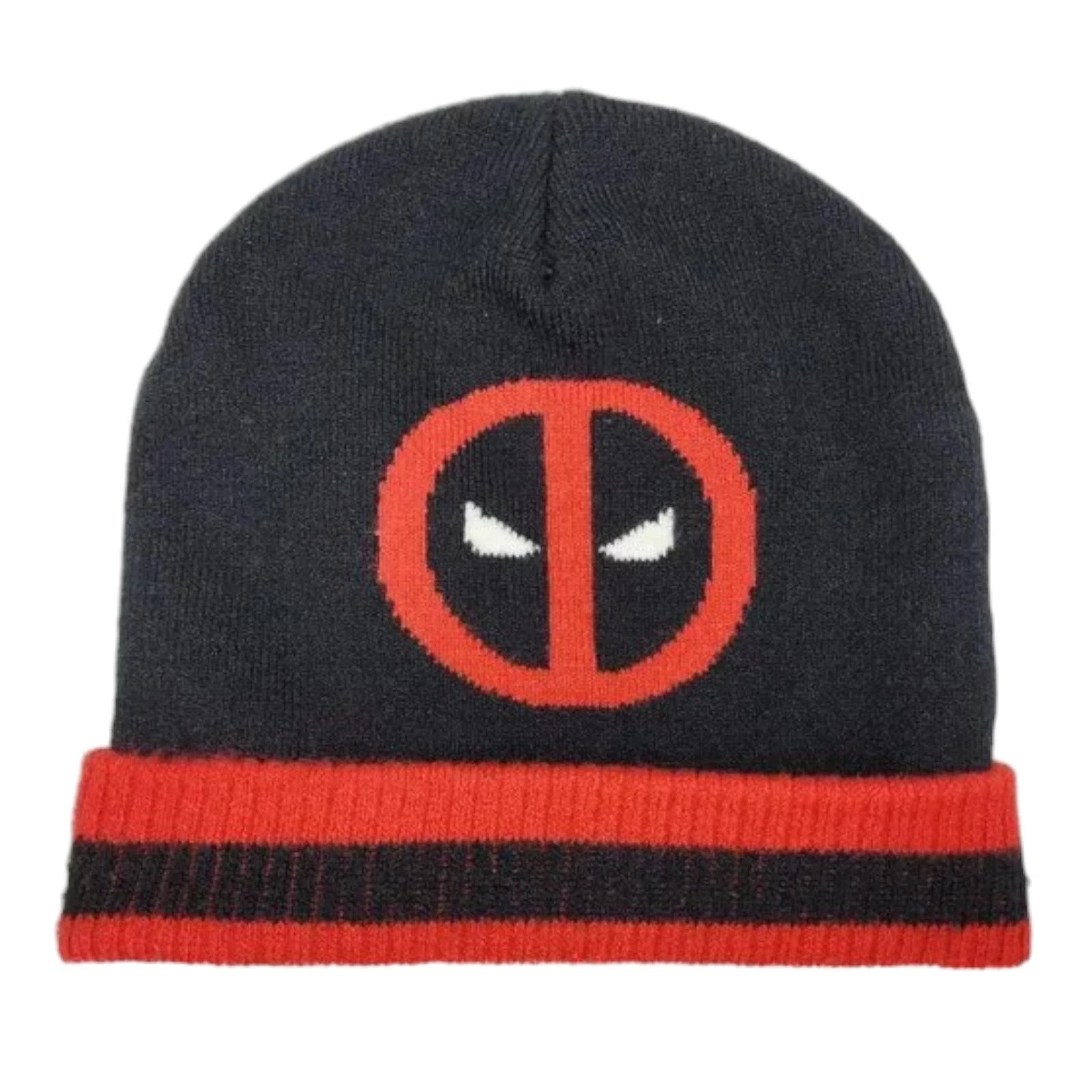 Marvel Deadpool Face Logo Cuffed Beanie Toque Knit Hat