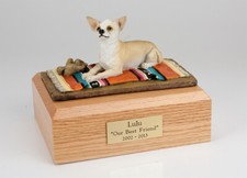 Chihuahua, Laying Pet Cremation Urn Available in 3 Diff Colors 4 Sizes