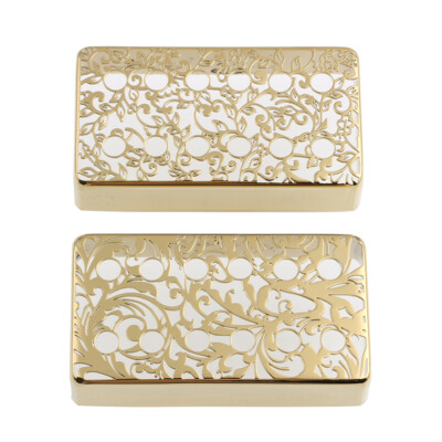 2PCS 12-Hole Carved Humbucker Guitar Pickup Cover Brass 50mm & 52mm Gold FL