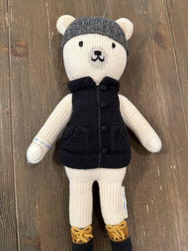 Cuddle + Kind Hudson Polar Bear Plush Doll Handmade Peru Knit Cotton 2017 13” - Picture 1 of 12