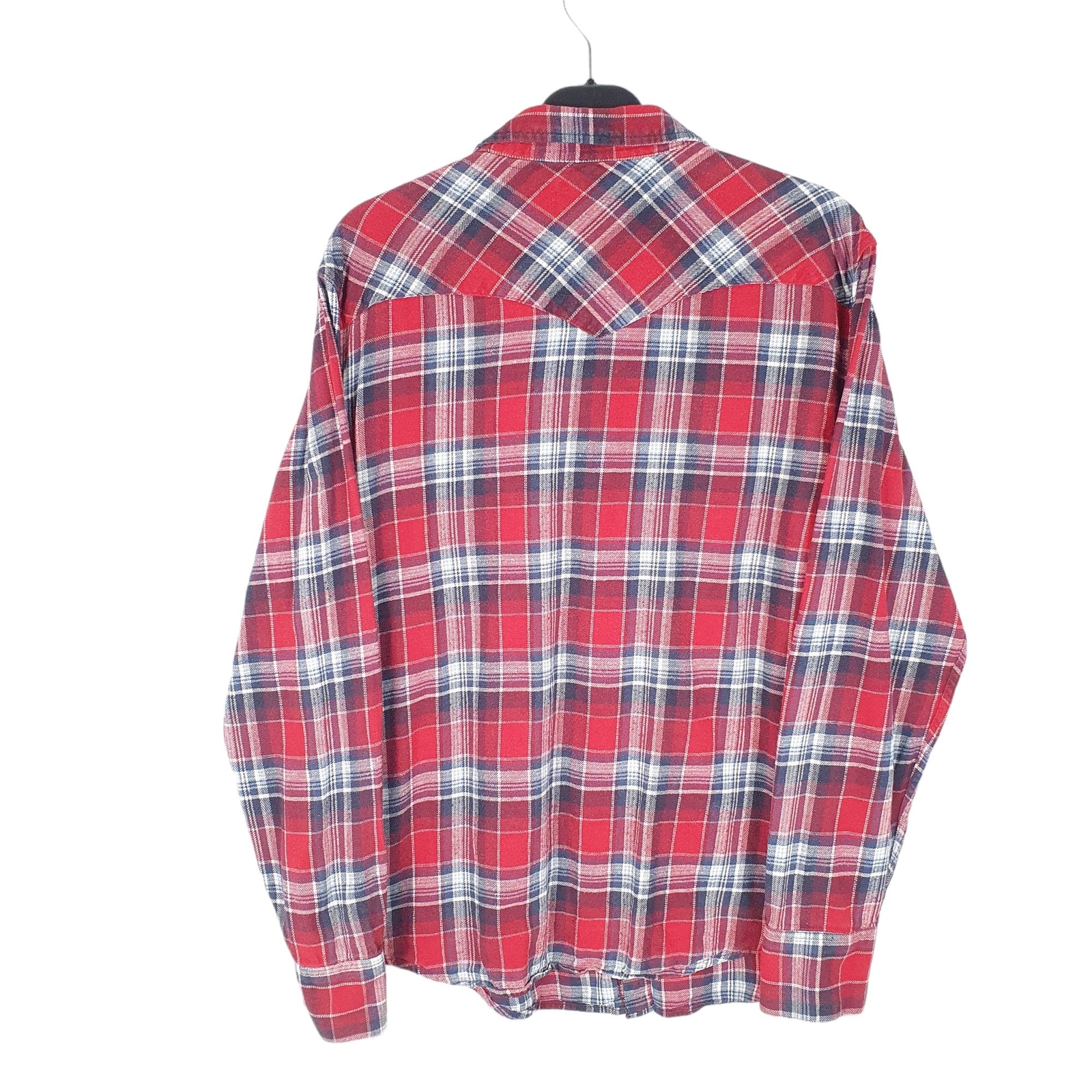 LEVIS Red Check Shirt Western Flannel Cowboy Pearl Snap Long Sleeve Womens L image 3