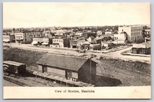 Morden Manitoba Canada~Birdseye Main Street~Railroad Loading Dock~B&W~1908 PC   