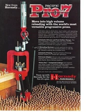 1983 Print Ad of Hornady PACIFIC PRO-7 Bullet Reloading Press Machine 1 page