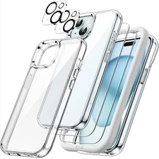 5 in 1 Case for iPhone 15 Plus with Screen Protector and Camera Lens Protector