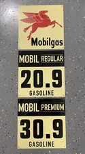 Mobilgas Mobiloil Gasoline Mobil Oil 3 piece vintage Style Sign Gas Station