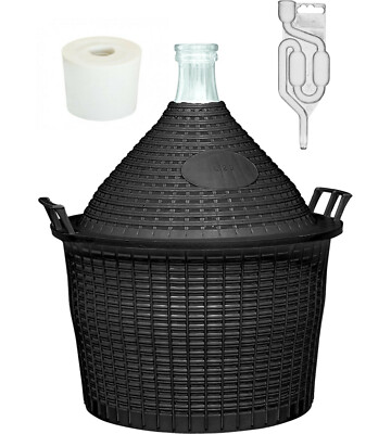 10L Weinballon Gärballon Gärbehälter Glasballon + Gärrohr + Gummistopfen