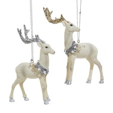 Taupe and Silver Winter Reindeer Ornaments