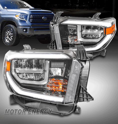 For 18-21 Toyota Tundra Truck LED DRL Tube Headlight Lamp Chrome Left+Right Pair - Bild 1 von 12