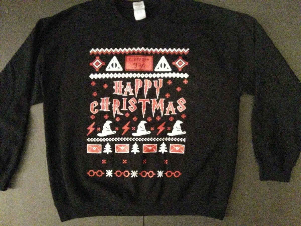 Unisex Platform 3/4 Happy Christmas Ugly Sweater Ugly Christmas Sweater  Large